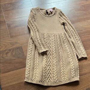 Toddler Girls Cozy Tan Knit Dress